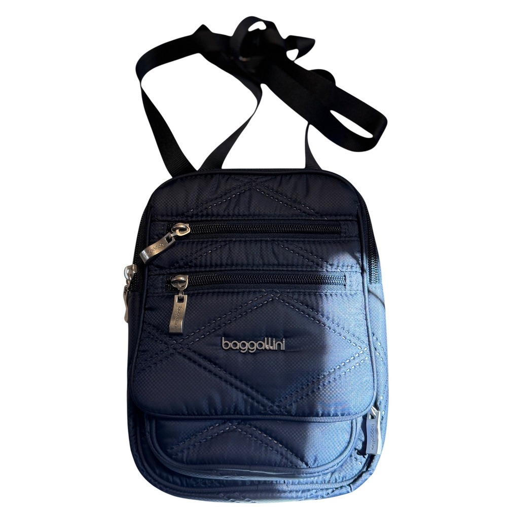 baggallini RFID Journey Crossbody Bag French Navy Quilted Travel Purse Women‎